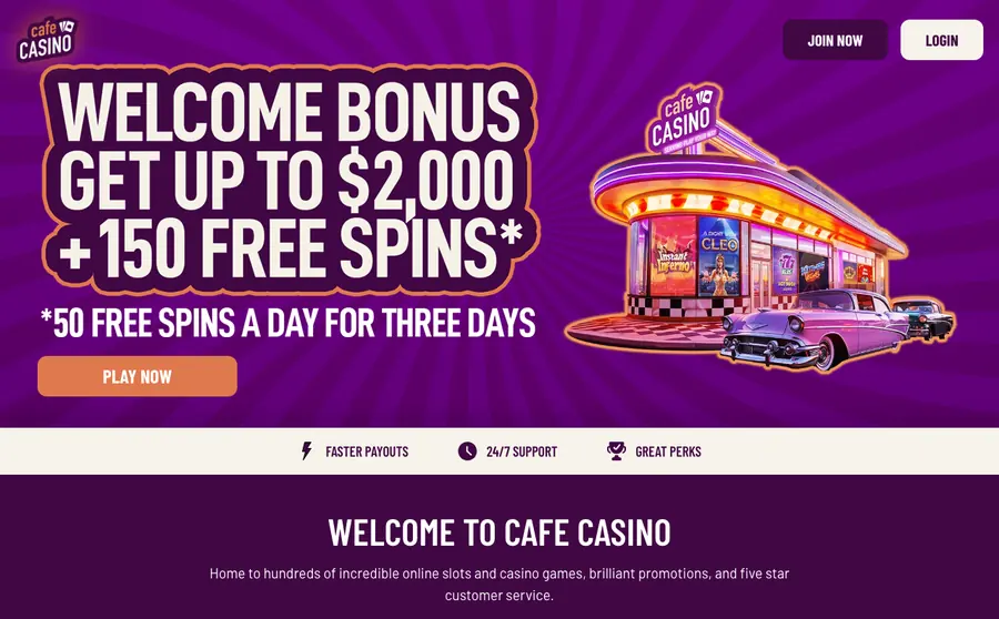 Cafe welcome offer as shown on its own site