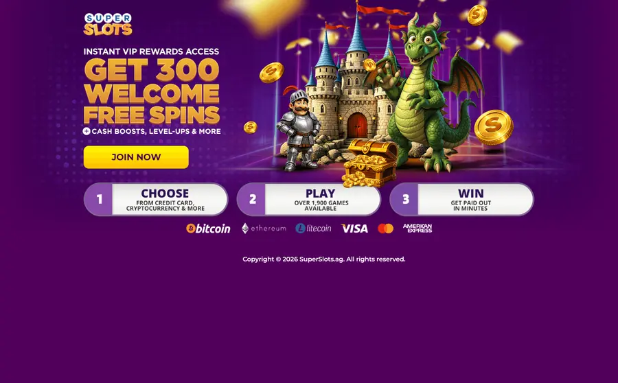 Super Slots welcome offer as shown on its own site
